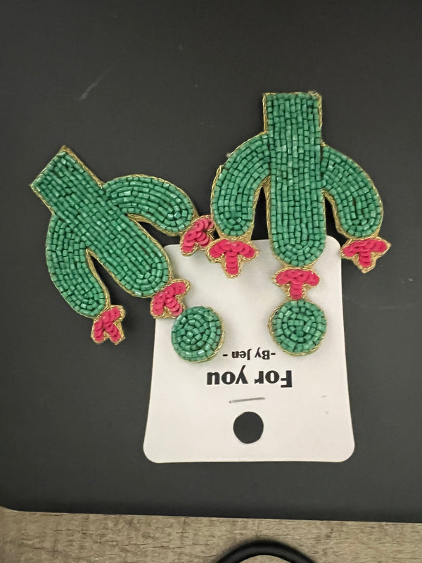 Cactus beaded earrings